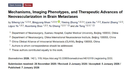 成果发表|汤劼/程也团队:CLAIM系列-以“血管生态系统”贯通脑转移瘤新生血管机制、影像表型与治疗策略